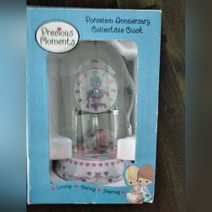 Precious Moments Rotating Clock with Pink and White Details